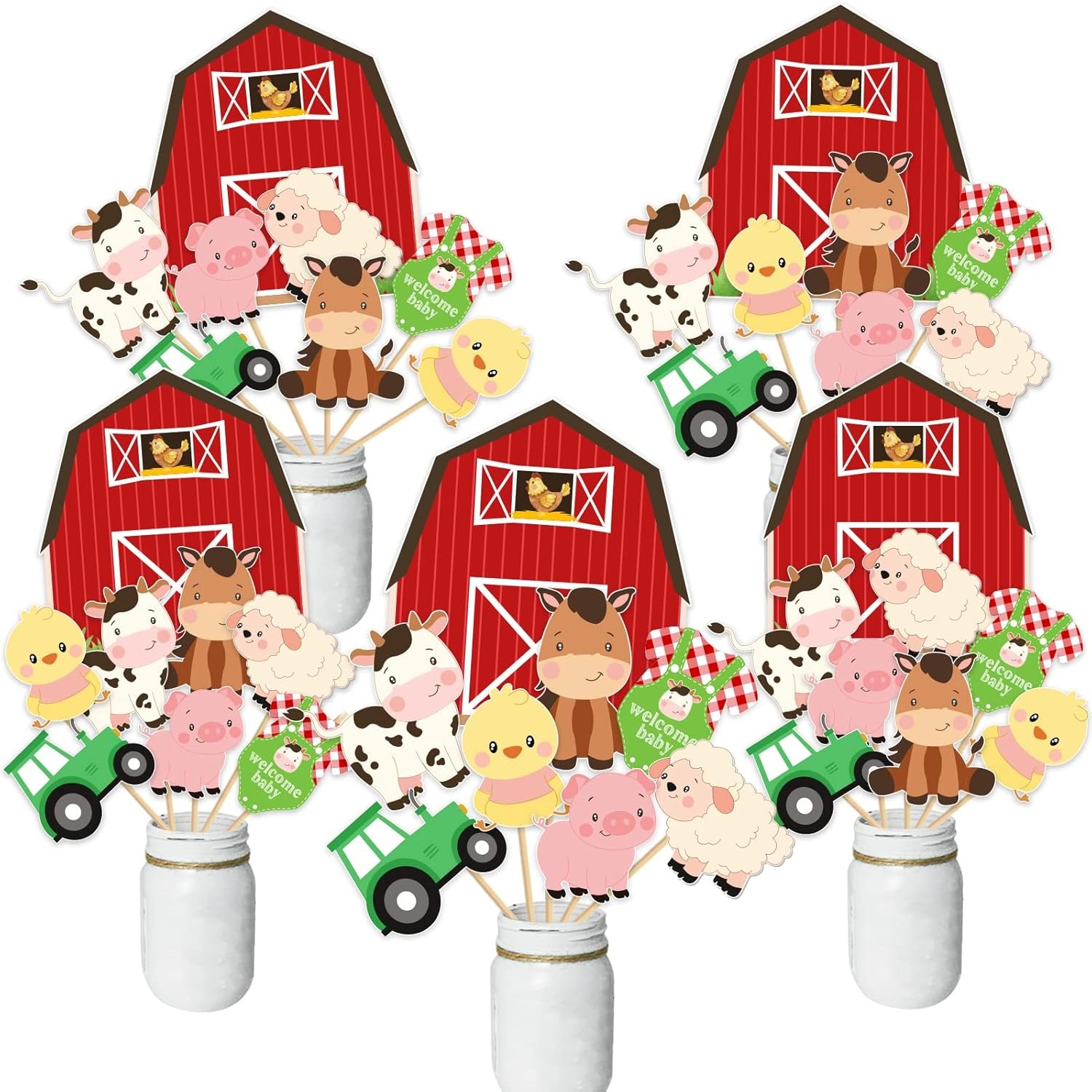 Centerpiece Stick - Çiftlik Hayvanı Bebek Duş Centerpiece Sopa