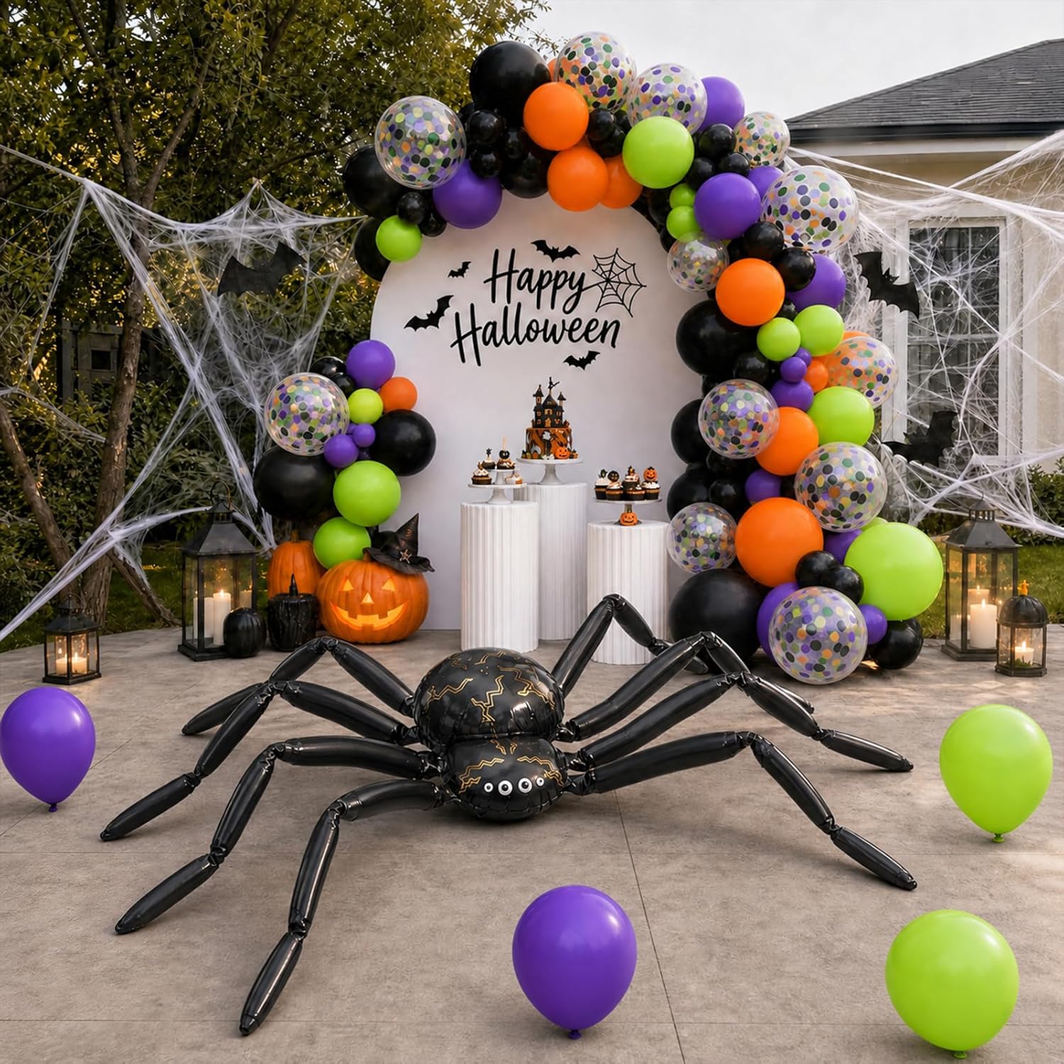Balloon Arch Kit - Dev Örümcek Folyo Balonlu Cadılar Bayramı