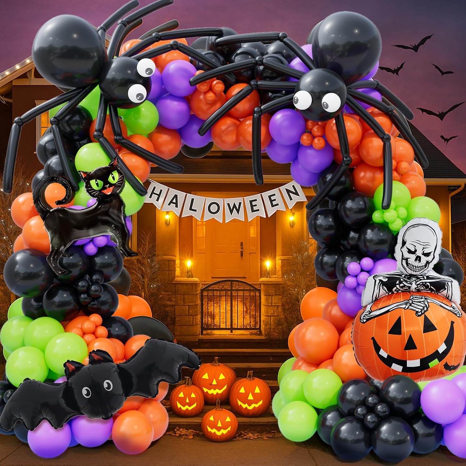 Balloon Arch Kit - 173 parçalı Cadılar Bayramı Balon Çelenk