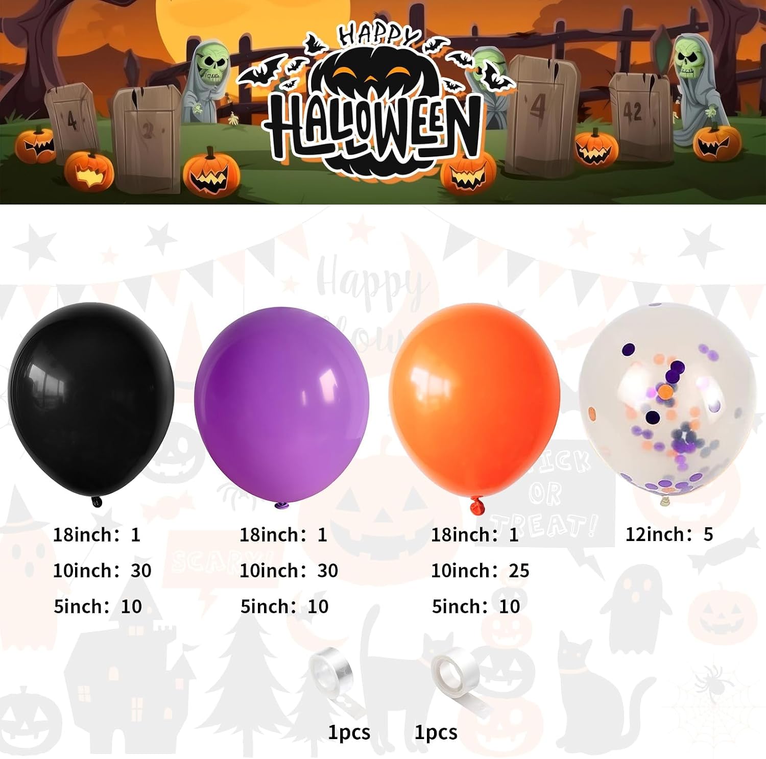Jobkoo Cadılar Bayramı Balon Ç - Balloon Arch Kit incelemesi ve fiyatı