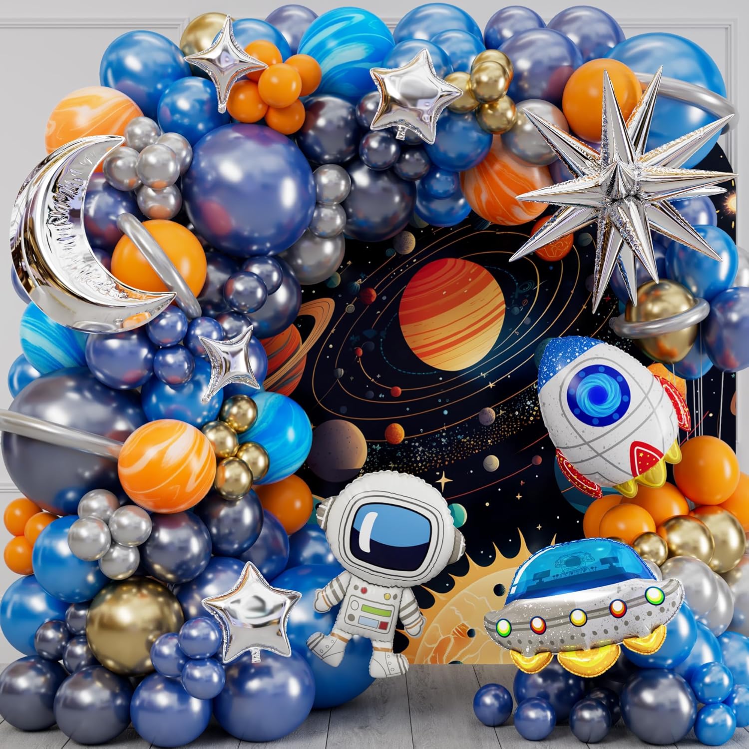 Dış Uzay Ay Mavisi Turuncu Gri - Balloon Arch Kit incelemesi ve fiyatı